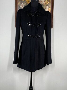 Guess Wool Blend Toggle Peacoat Women's Small Black Casual